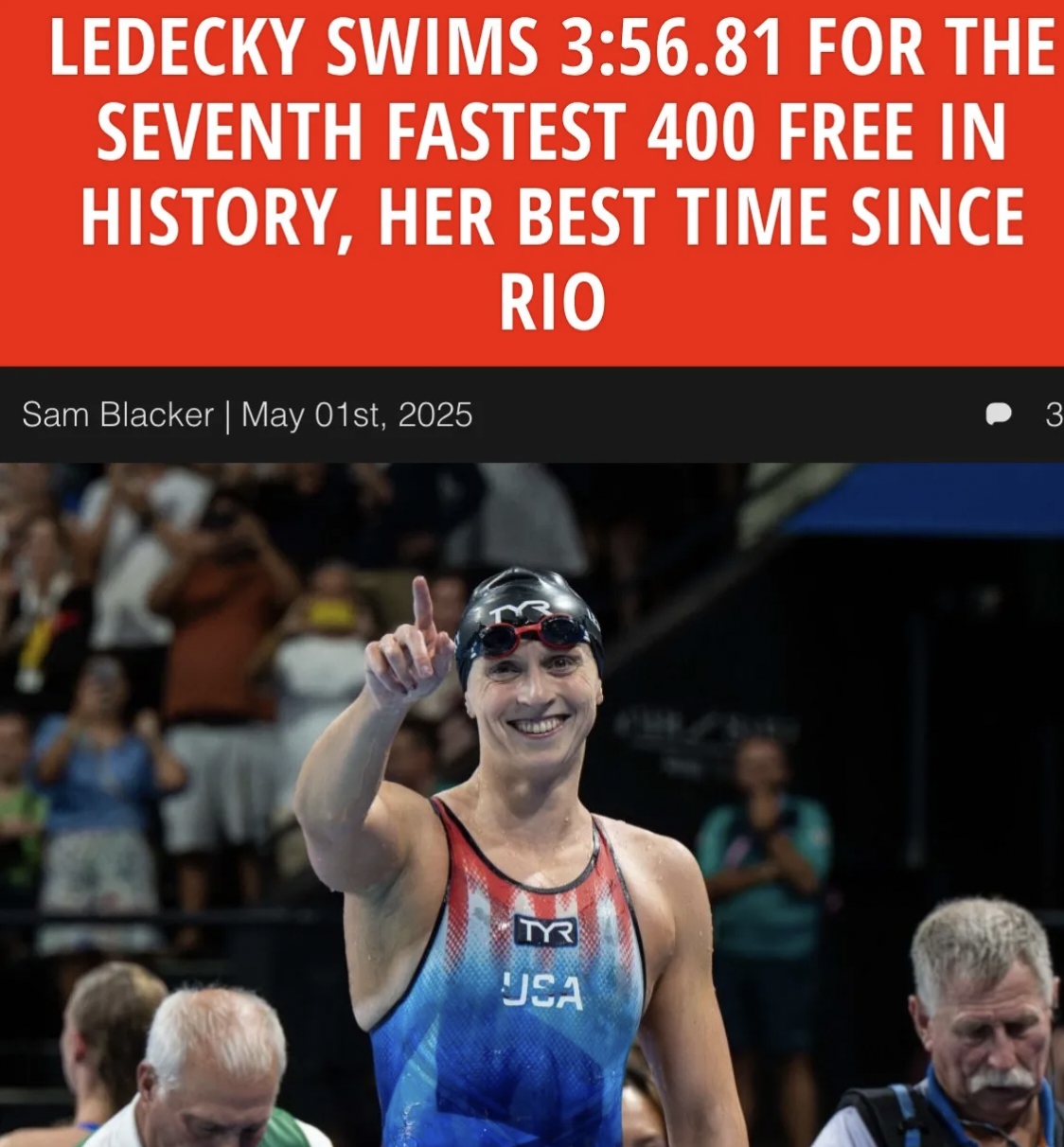 美国游泳选手刷新世界纪录取得第一名